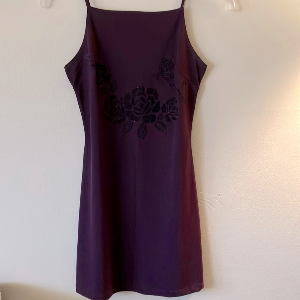 Women Dress Brand Candy Rocked Color Maroon with Flowers designed at the front